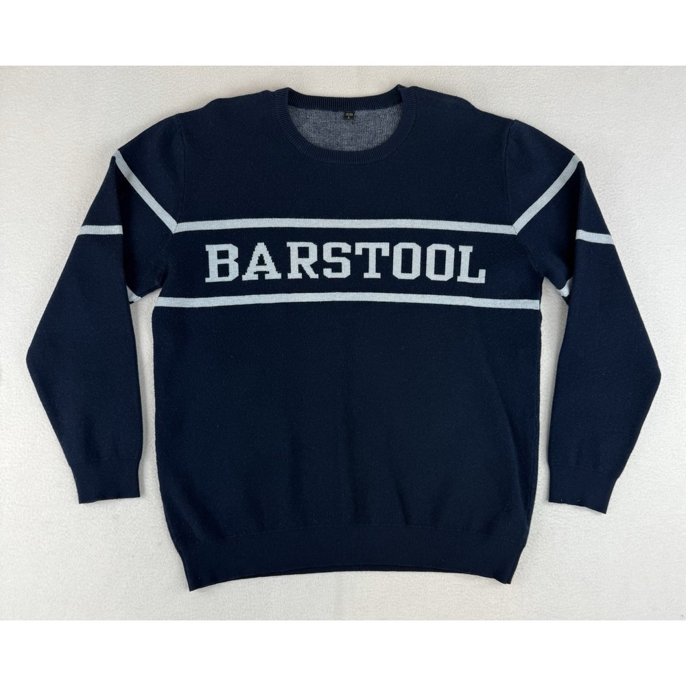 Barstool Sports Navy Blue Long Sleeve Sweater Adult Large